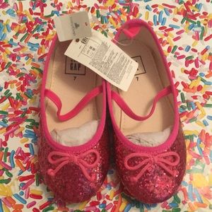 Baby Gap Pink Glitter Mary Janes with a bow